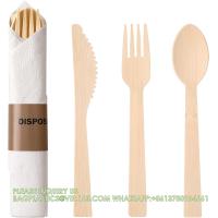 Buy cheap Pre Rolled Bamboo Cutlery Pack Bamboo Utensils (6.7" 25 Forks 25 Spoons 25 product