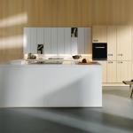 White Wood Grain Kitchen Cabinets Space Saving Apartment 16mm Parallel Kitchen