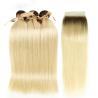Buy cheap 1b/613 Brazilian Straight Hair Weave Bundles With Closure Golden Color from wholesalers