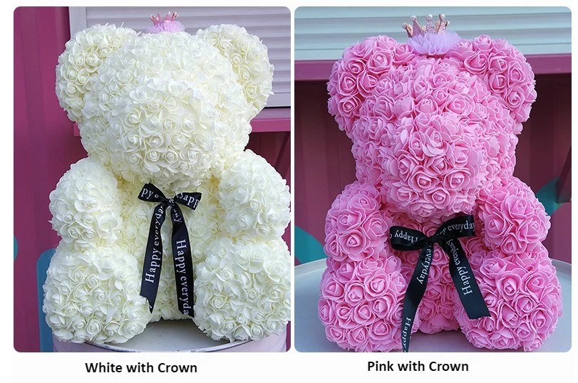 Crazy selling gift foam rose teddy bear Factory Price Artificial Flower Gaint Teddy Bear