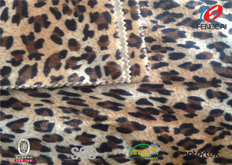 Waterproof Leopard Print Velvet Fabric , Velvet Furnishing Fabric Custom Pile Height