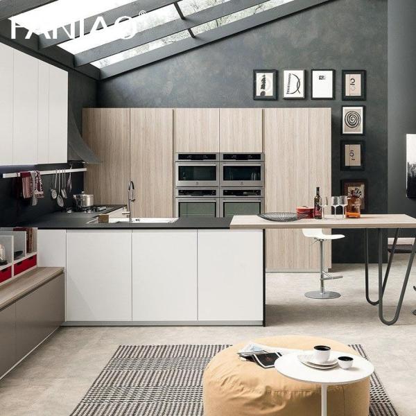 Buy cheap Minimalist Cabinet Designs Natural Wood Grain Stainless Steel Metal Modern Kitchen Cupboard Cabinet from wholesalers