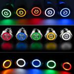 12mm Marine Waterproof Latching Pushbutton LED Switch 12V Light Electronic Push