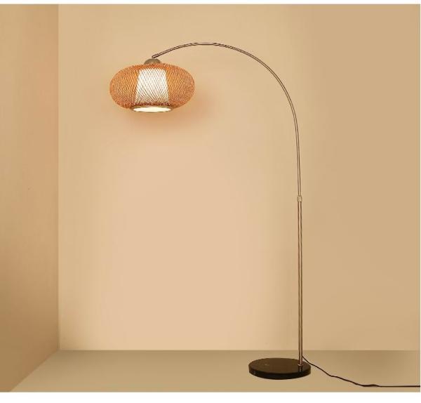 Buy cheap Chinese style floor lamp fishing lamp bamboo Art tea room floor light Zen standing lighting marble floor lamps from wholesalers