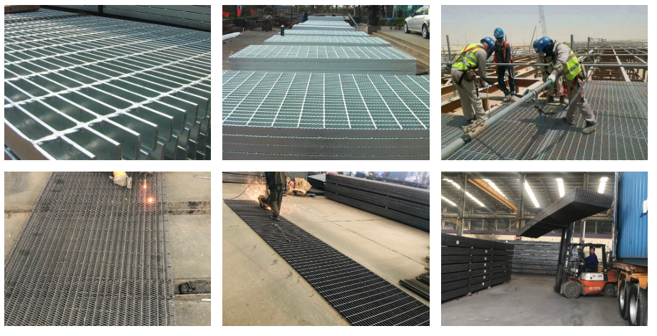 Black Galvanized Steel Grating 25x4 Mild Steel Grating Anti Slip