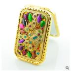 New creative customed diamond logo gold apple luxury pocket makeup mirror