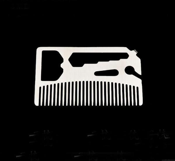 Buy cheap Custom cool innovative men gift, engrave logo stainless steel multi function credit card wallet beard comb bottle opener from wholesalers