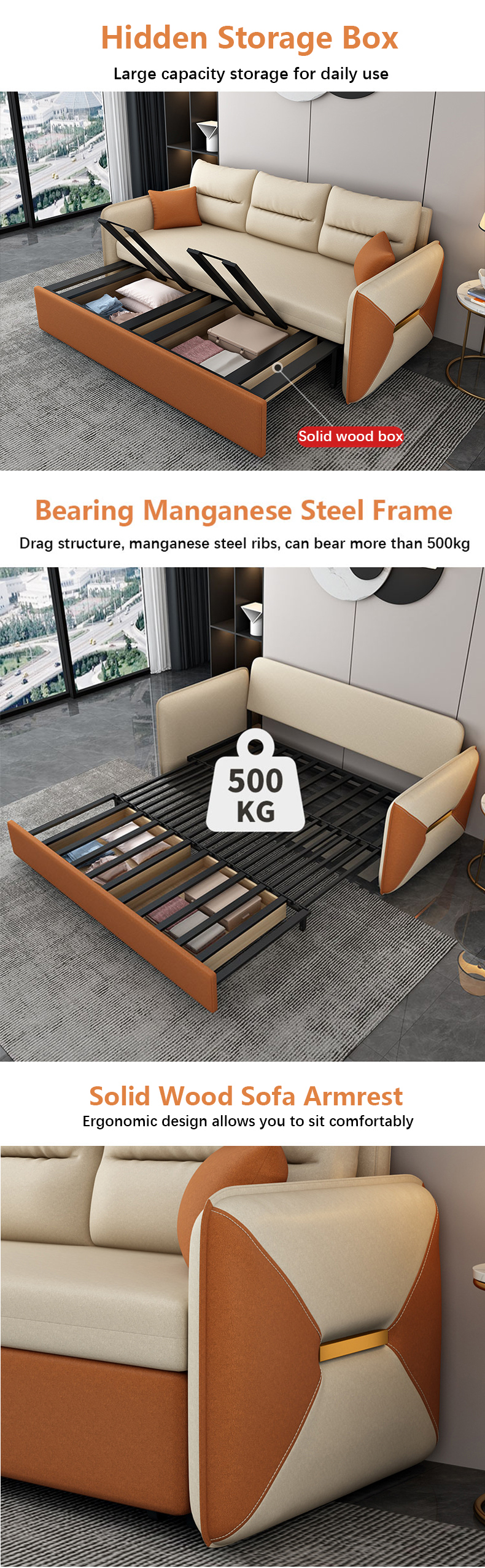 Living Room Furniture Convertible Sofa Bed Loveseat Sleeper Fabric Cover