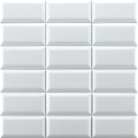 Buy cheap White Bevelled Tiles 75x152mm Glossy Ceramic Wall Bread Tiles For Bathroom and product