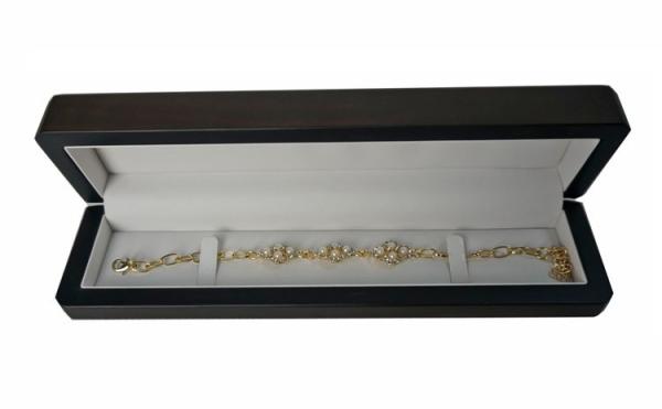 Buy cheap Glossy Black Wooden Jewelry Box 24*6*3.6cm Dimension With Inner Faux Suede from wholesalers