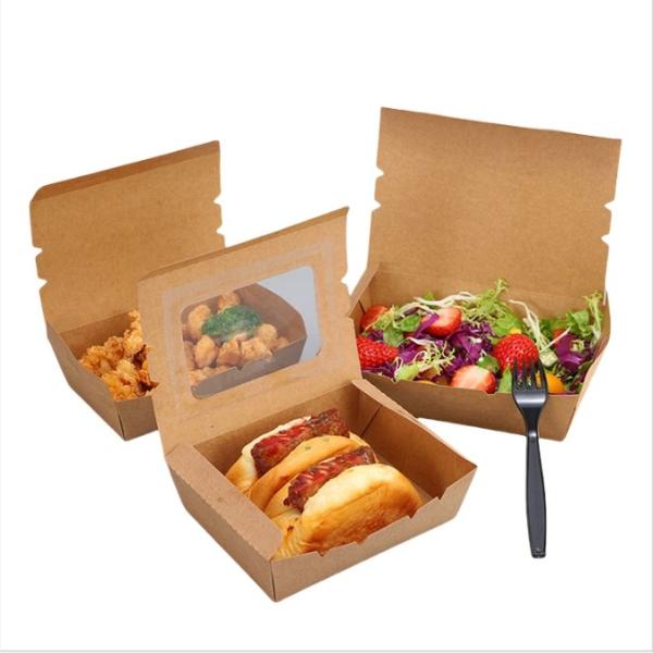 Buy cheap Hot Selling Custom Food Grade Packaging Box Flip Top Takeaway Fast Food Lunch Kraft Paper Box With Window from wholesalers