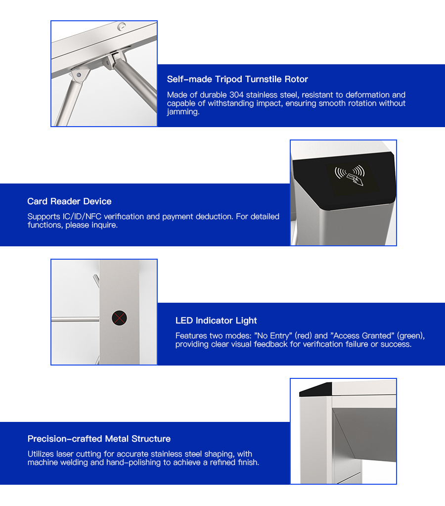 HCW RFID Card Reader Turnstile Gate 70kg Tripod Access Control System