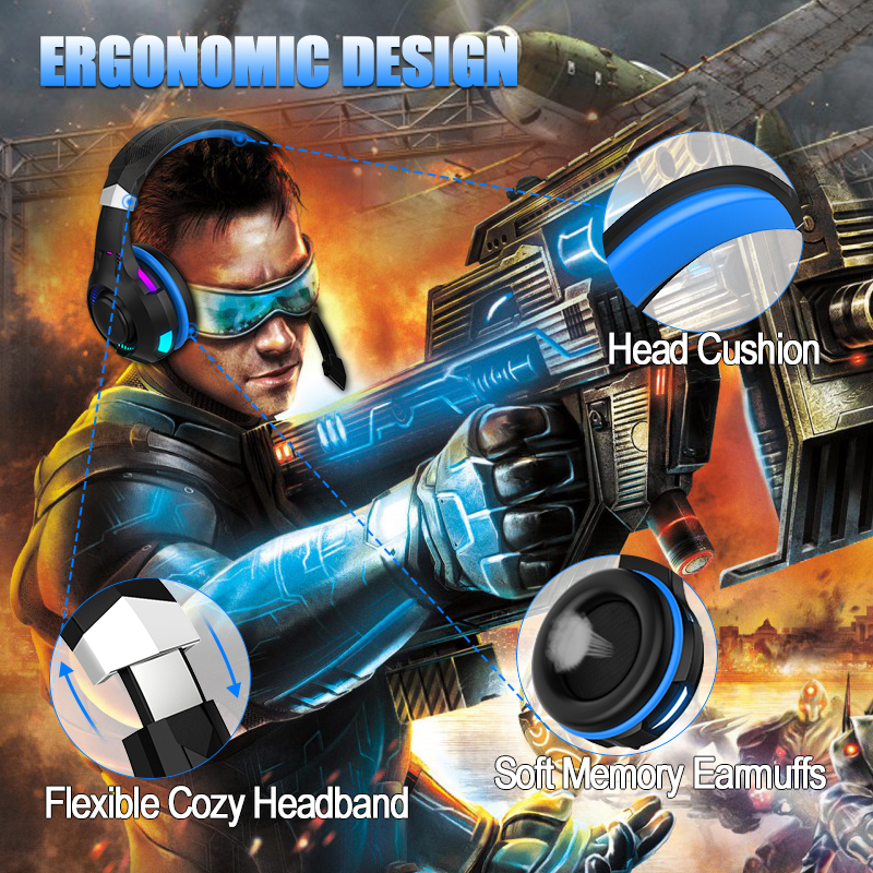 RGB Wired Noise Cancelling PC Gaming Headset 2.2m Cord Length for Gamers