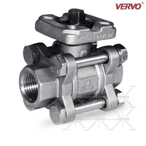 Direct Mount Ball Valve 3 Piece Ball Valve Forged Steel SS316 1/2inch With Top