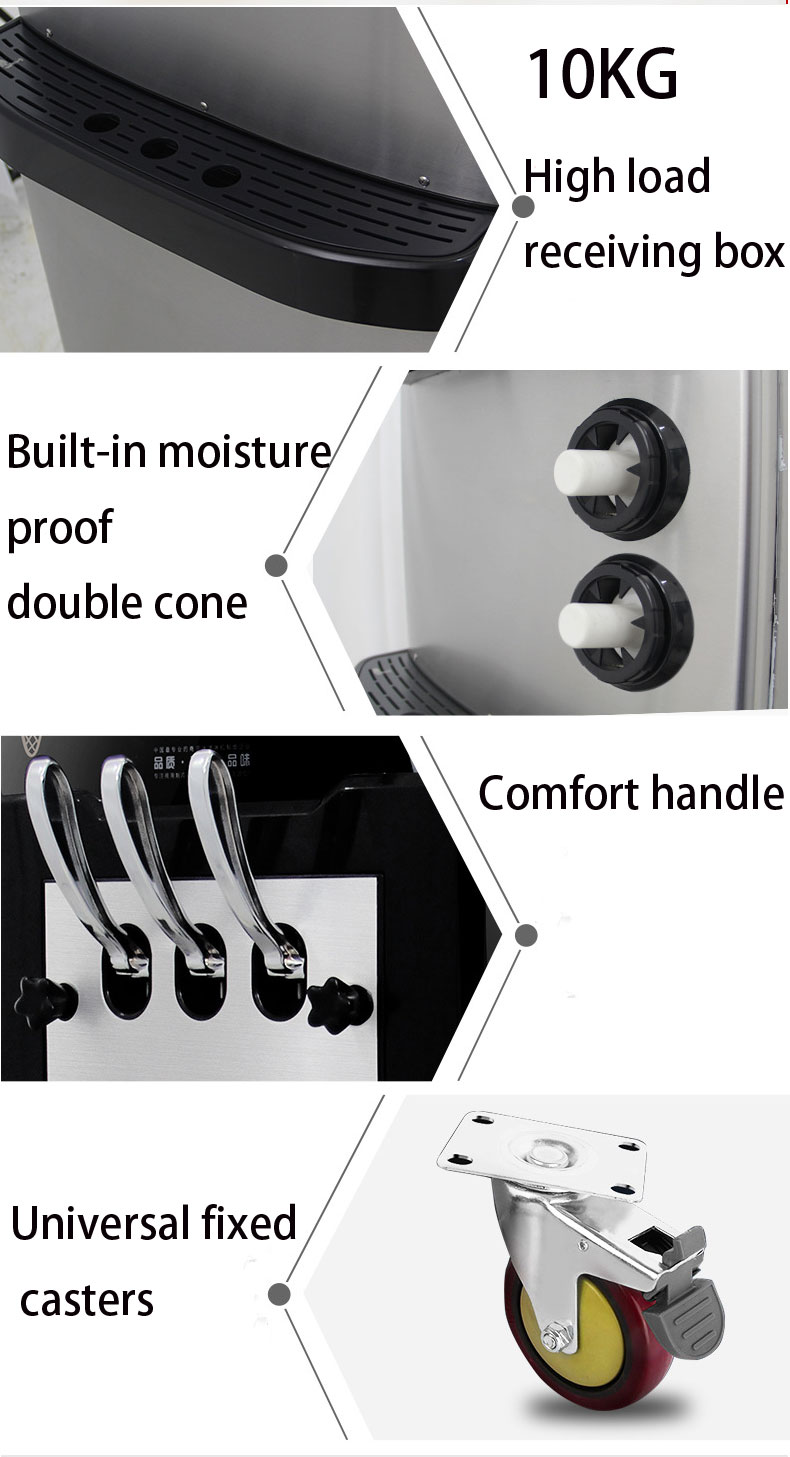 Pre-cooling System Soft Ice Cream Maker with 3 Flavors 540x850x1500mm Stainless Steel