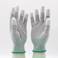 Buy cheap 13 Gauge Carbon Fiber Knitted White PU Coated Work Gloves Anti ESD Gloves product