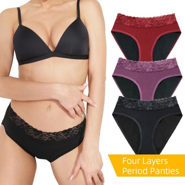 Buy cheap Solid Bikini Leak Proof Period Underwear Absorptivity 4 Layers Women'S Panties from wholesalers