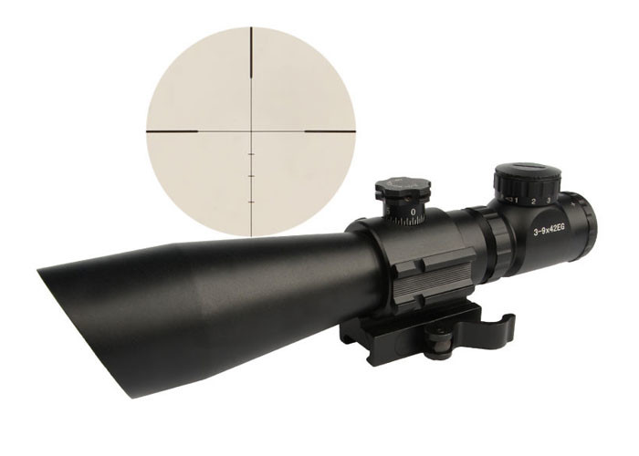 ANS 3 - 9X40E Illuminated Reticle Scope 1 / 2MOA Matte Finish With Side Rail