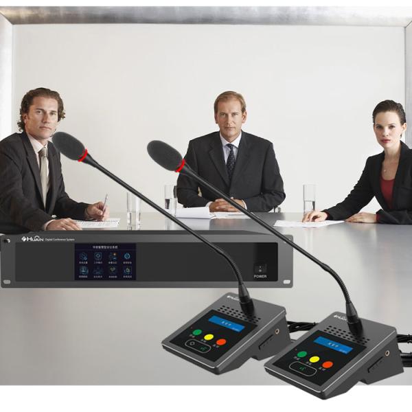 Quality HUAIN Desktop Digital Wired Audio Video Conference Microphone System Professional Meeting Mic With Voting for sale