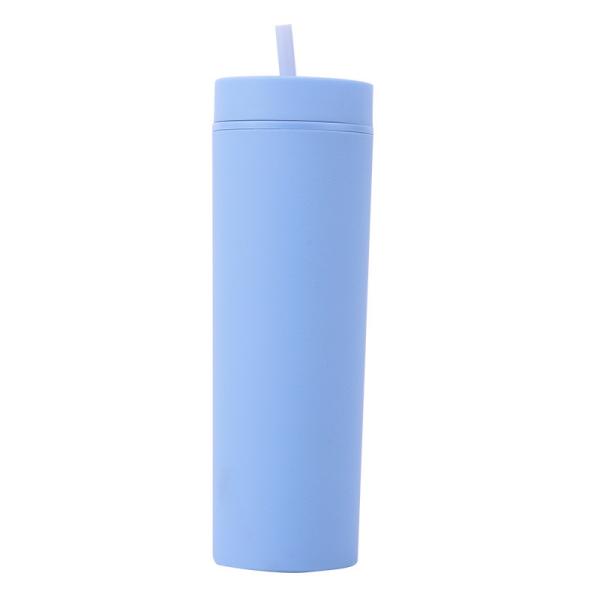 Skinny Double Insulated Plastic Water Bottle Rubber Paint 16oz Plastic Water