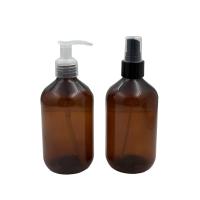 Buy cheap 300ml PET Amber Brown Plastic Bottles with Clear Pump Black Oil Spray Set Ready product