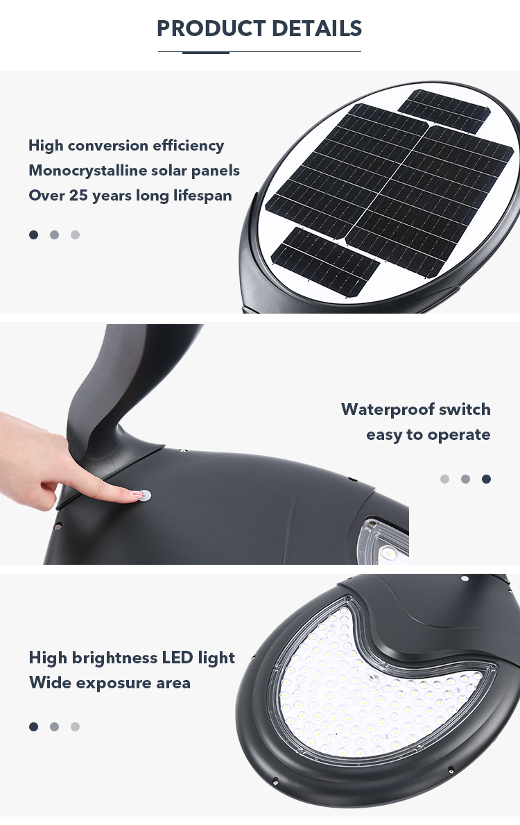 IP65 Sensor Aluminum Solar Garden Lights DC 3.2V Control Courtyards Outdoor Street Lamp