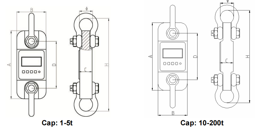 Tension Link Marine Crane Scales 1/5/10/20/30/50/100/300T Load Cell Equipped With Wireless Indicator B-W18