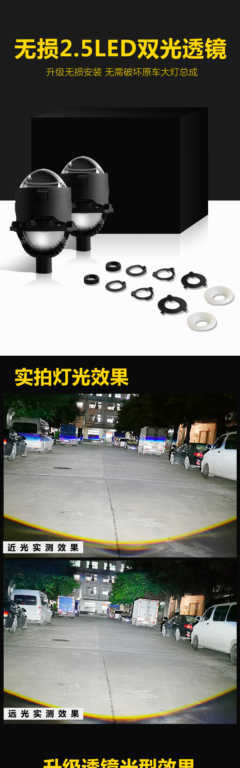 Etclite 2.5 inch Car Led Projector Lens Bulbs Universal 5500K Bi-Led High Canbus Projector Led Headlight For Car