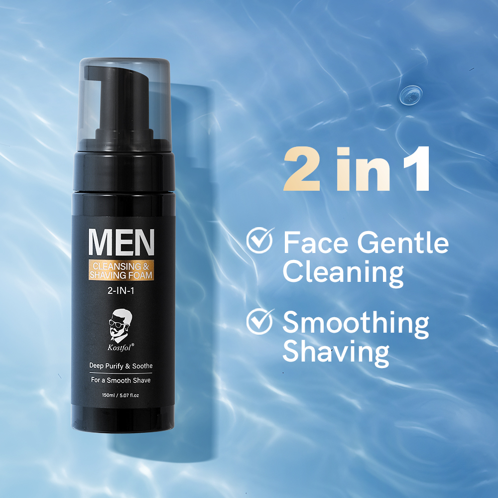 Wholesale 2 in 1 Natural Amino Acid Facial Cleanser Foam Soften Moustache Men Self Care Shaving Mousse