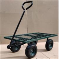 Buy cheap Metal Heavy Duty Yard Cart Four Wheel Mesh Deck Steel Wagon Hose Reel Tool Cart product