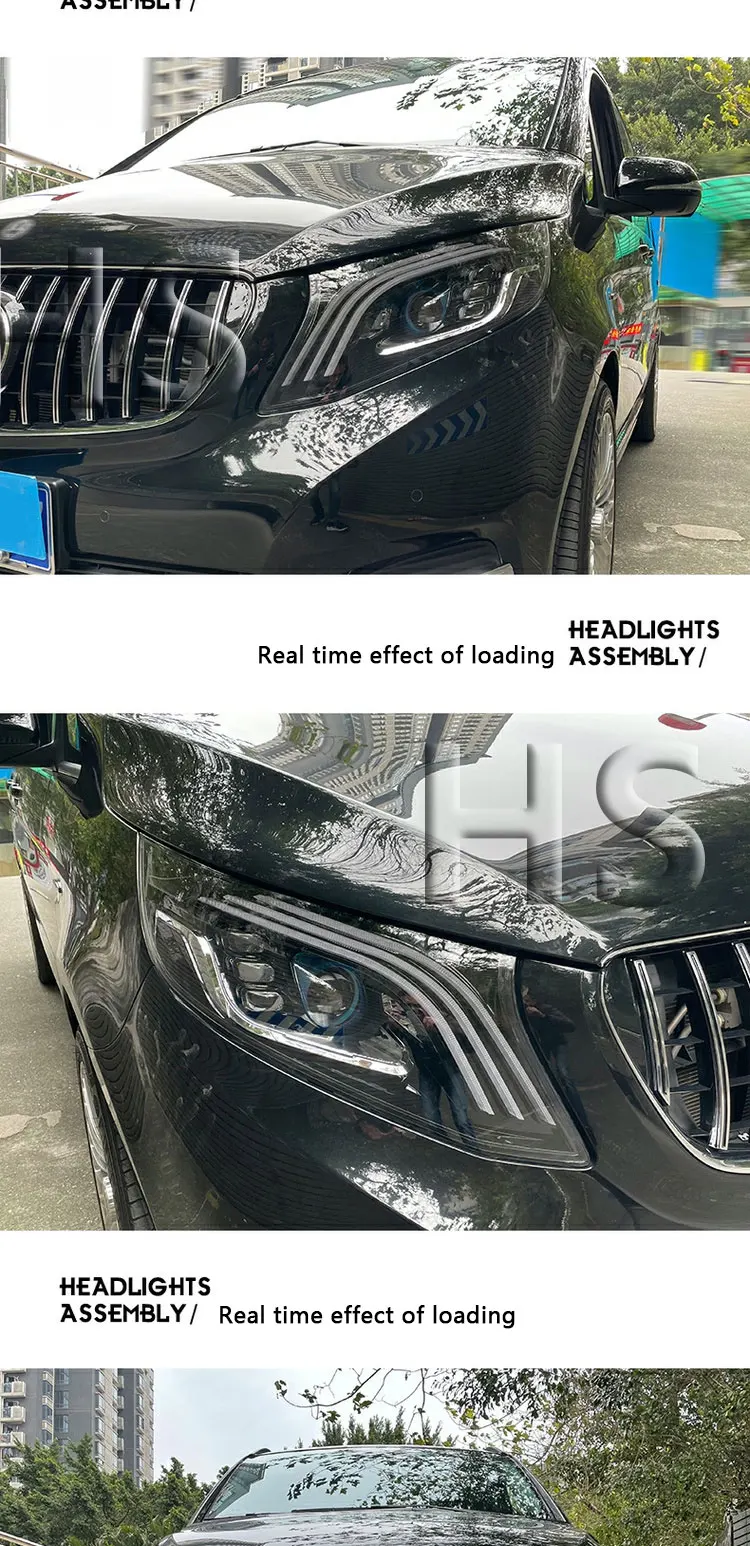 Headlight Assembly For Mercedes Benz VITO V Class 2016-2020 Retrofit Maybach DRL LED Light Yellow Flow Turn V260