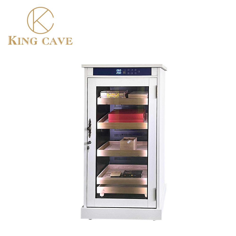 High-End Touch Control Electric Cigar Cooler with Customizable Wood Finish