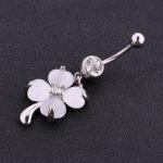 Fashion stainless steel piercing jewelry flower dangle belly button ring for