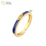 Brass 18k Colorful Enamel Women Diamond Rings Adjustable Narrow Stacking
