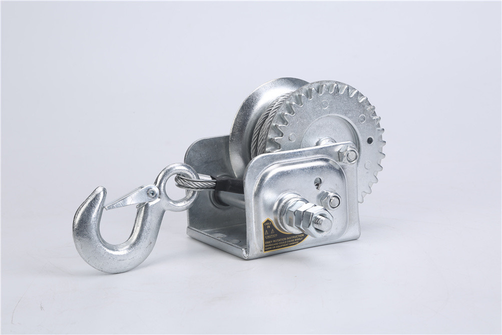 Zinc Plated Steel Cable Worm Gear Hand Crank Trailer Winch