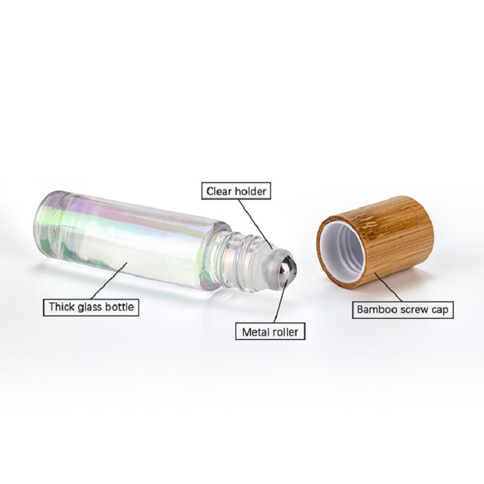 10ml Bamboo Cosmetic Packaging Roll On Glass Bottle With Roller Ball