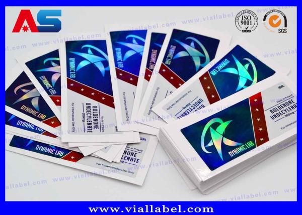 Quality Laser holographic foil 10ml Vial Labels for For 50ml Plastic Bottle Packaging for sale