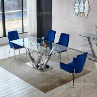 Buy cheap Qiancheng 0.4cbm Glass Dining Sets 6 Chairs 200cm Dining Table And Chairs product