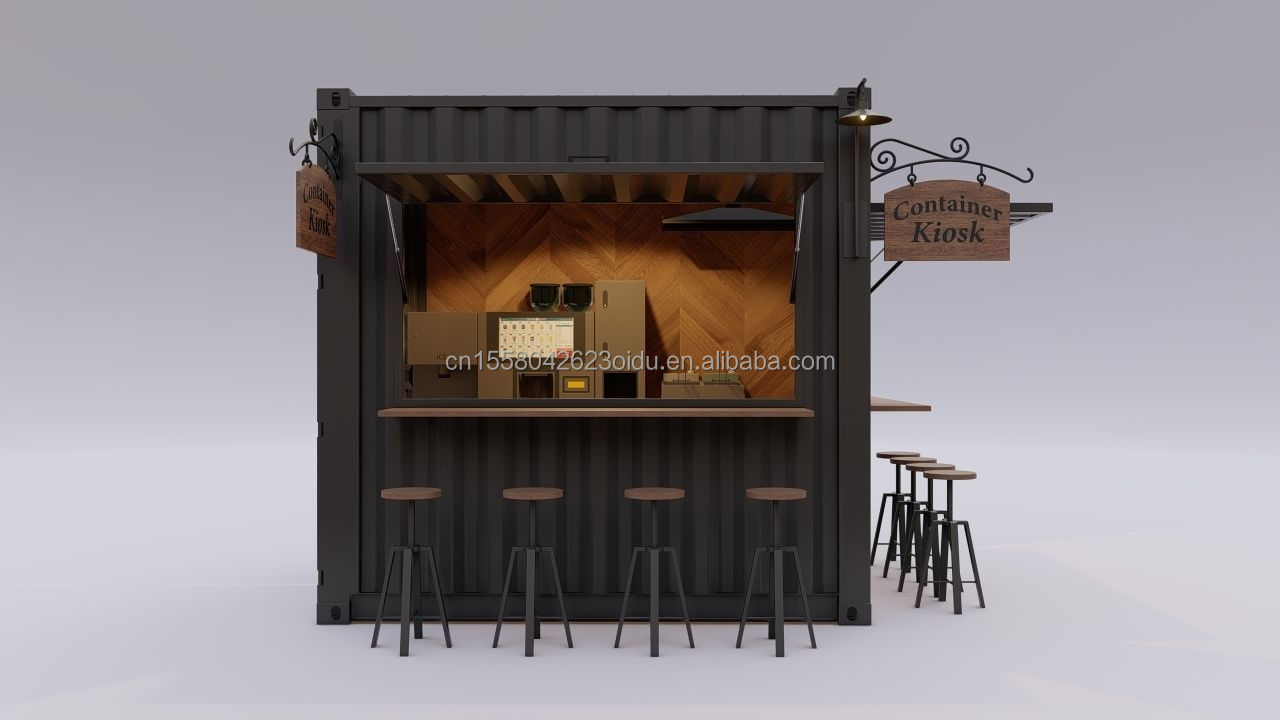 Galvanized Steel Square Tubes Mini Popup Shop Mobile Container Coffee Bar Houses 10ft Container with 50mm Wall and 75mm Wall
