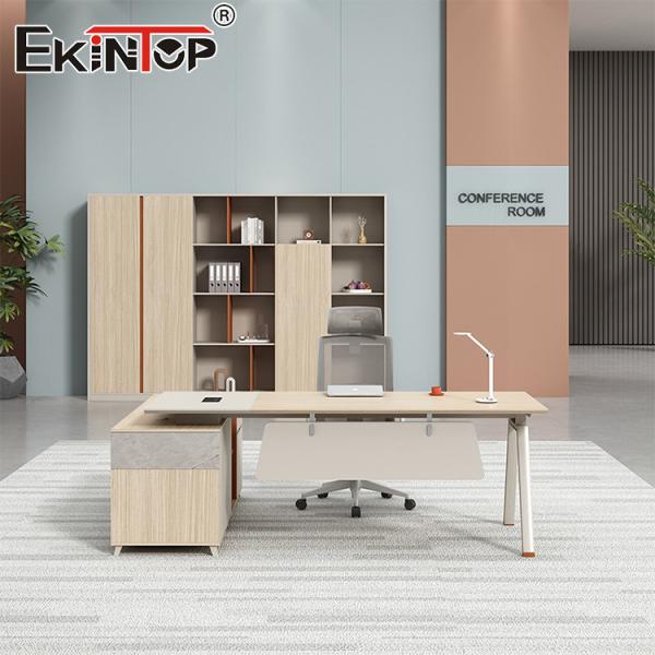 Buy cheap Natural Wood Style Executive Desk with Storage Cabinets Large Writing Desk from wholesalers