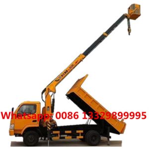 Buy cheap dongfeng truck crane mounted 3T straight-arm crane With hanging basket, telescopic crane boom mounted on dump truck from wholesalers