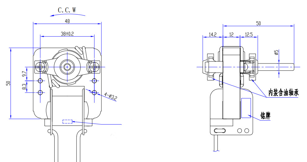 Tangential Fan Shaded Pole Motor Asynchronous 120V 12.5W Low Noise