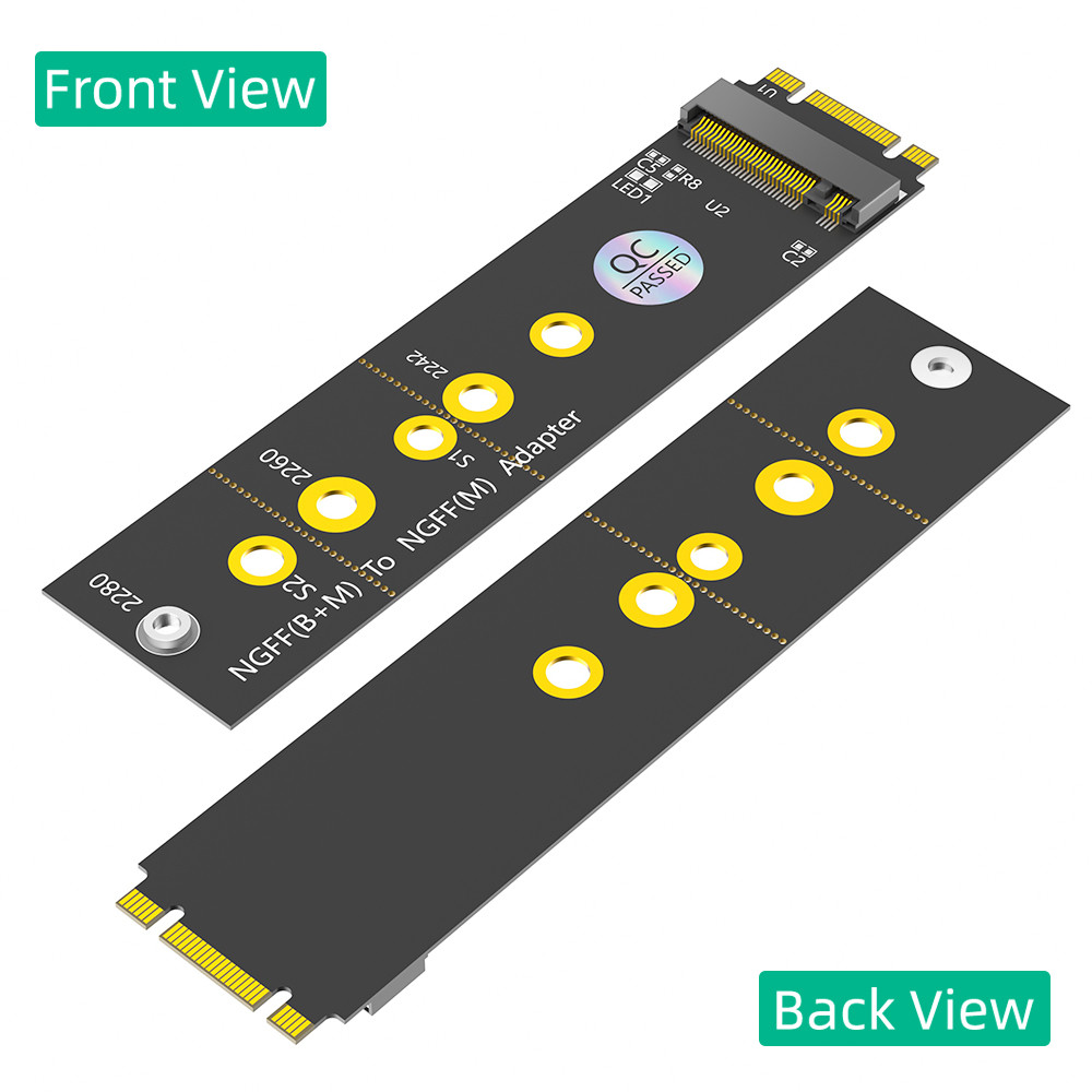 M.2 (NGFF) Key B+M to Key M Adapter for PCI-E Bus SSD Suitable for Nvme SSDs with 2242, 2260, and 2280 sizes