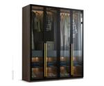 3 Doors Bedroom Wardrobe Closets Metal Frame Sliding Door Wardrobe With Drawers
