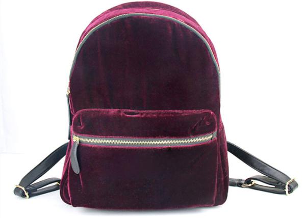 Buy cheap Velvet Casual Lightweight Nylon Backpack , Flannel Ladies Mini Backpack With Mochila Zipper from wholesalers