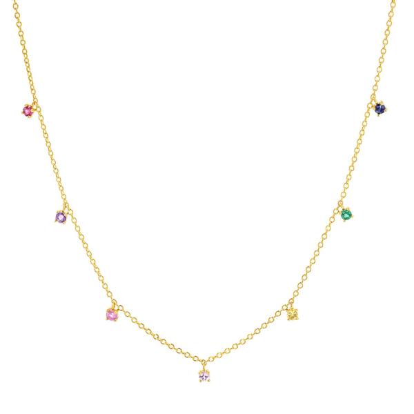 Buy cheap 925 Silver Children's Necklace featuring Playful Rainbow Gemstone Zircon for Sparkle from wholesalers