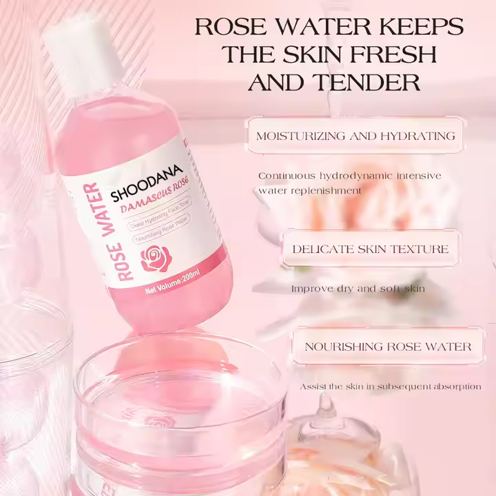 Private Label Damascus Rose Water Gentle Deep Hydrating Moisturizing Face Toner Skin Care Nourishing Rose Water Skin Toner