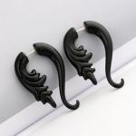 Punk Black Geometric Drop Earrings Exaggerated Plant Dangle Earrings for Women