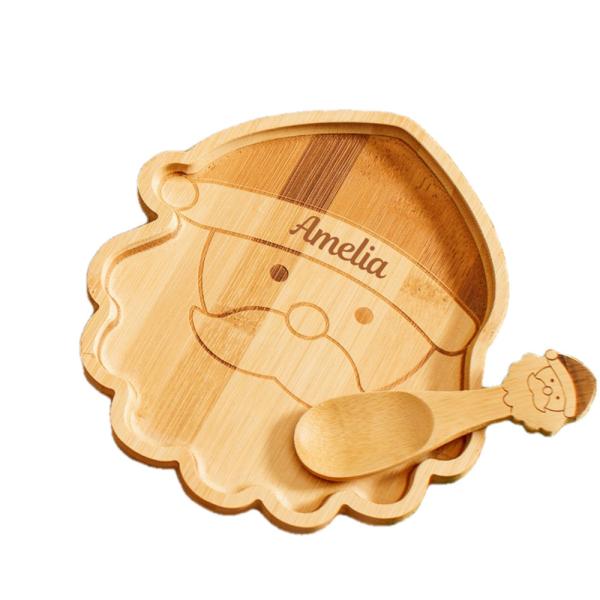 Buy cheap Christmas Cartoon Wooden Serving Tray Bamboo Fruit Food Tray For Baby from wholesalers