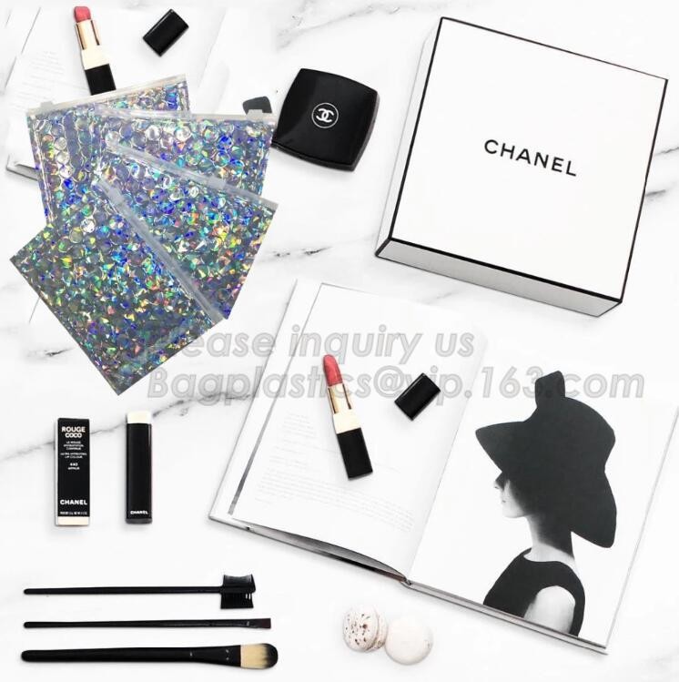 Holographic Zipper Slider Zip Lock Bubble Bag,Cosmetic Zipper Bag/Rose Gold Slider Bubble Bag with Logo,Slider Bubble Zi
